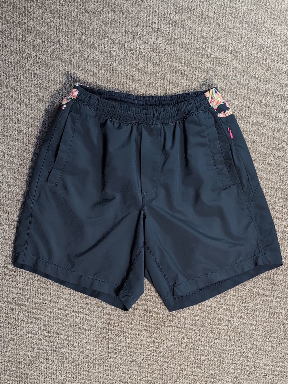 BirdDogs Boom Lined Athletic Shorts Mens Medium Navy Blue / Multicolor Waistband